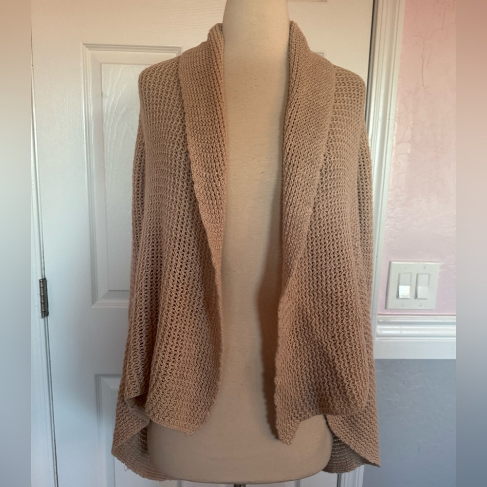 Women CAbi Teachers Pet Lightweight Linen Open Front Draped Knit Cardigan Size L - Picture 4 of 16